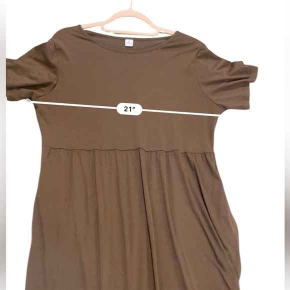 Anrabess crew neck flowy tiered maxi beach dress coffee brown large jersey knit - Picture 5 of 10